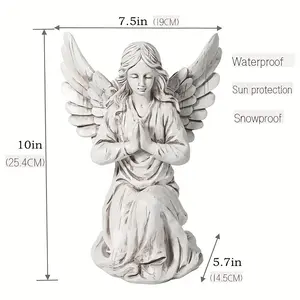 Waterproof Praying Angel Garden Statue, Religious Fairy Sculpture Decor for Patio, Lawn, Yard, Housewarming Ornament Present