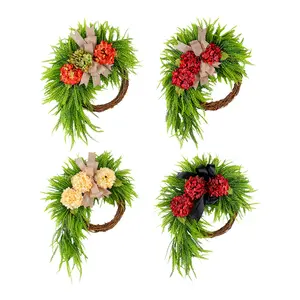 Farmhouse Style Hydrangea Wreath| Rustic-style front door decoration, artificial wreath with bow suitable for all seasons, perfect for decorating porches, windows, and walls