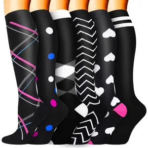 Compression Socks for Women & Men 6 Pairs Best Supportive Knee High Stockings for Circulation, Travel, Nurses