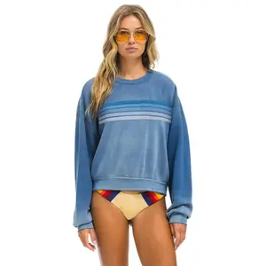 5 STRIPE RELAXED CREW SWEATSHIRT - FADED WATER