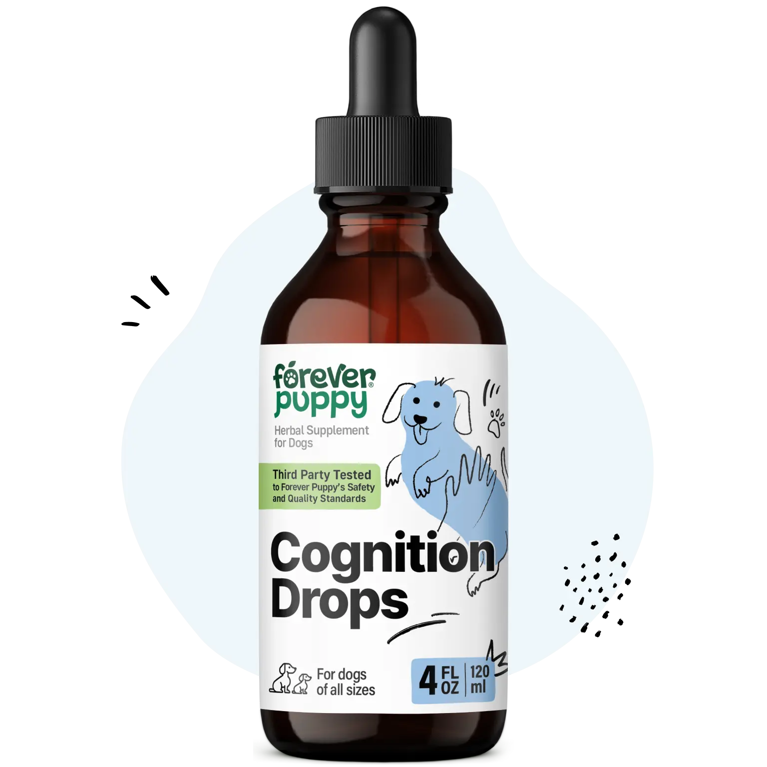 Cognition Drops for Dogs - Liquid Ginkgo Biloba & Lion's Mane Mushroom Supplement for Dogs' Brain Health Support - Cognitive Drops w/Ashwagandha Root for Brain Focus & Clarity - 4 oz