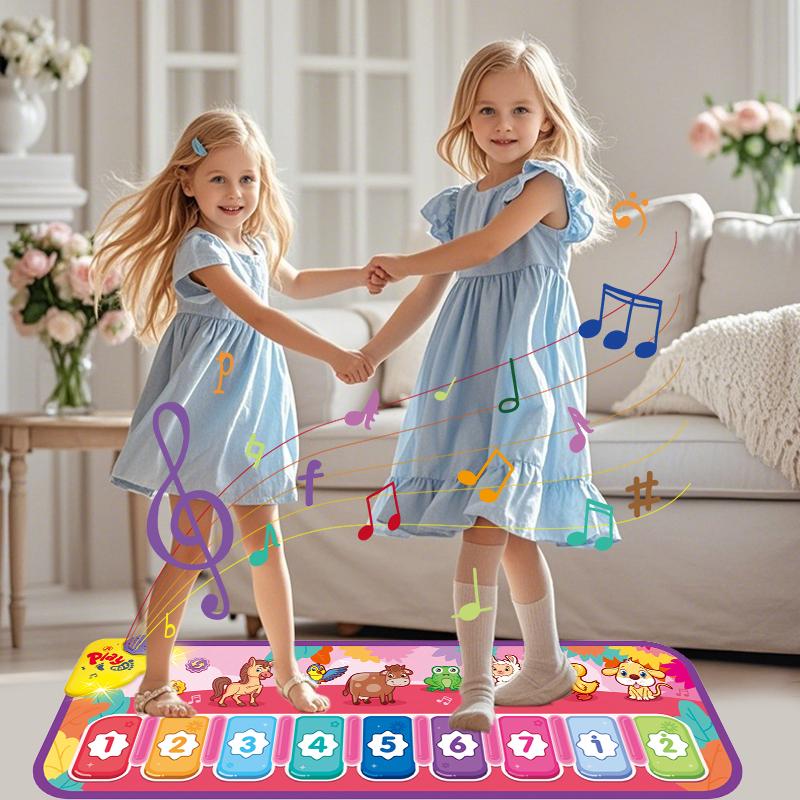 Interactive music game mat with piano keys, dance pad, and lighting effects - Children's educational dance mat with musical notes and colorful animals - Birthday/Christmas/Halloween gift suitable for boys and girls - Floor piano toy