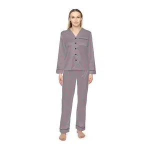 Satin Pajamas with Pink Bow Detail