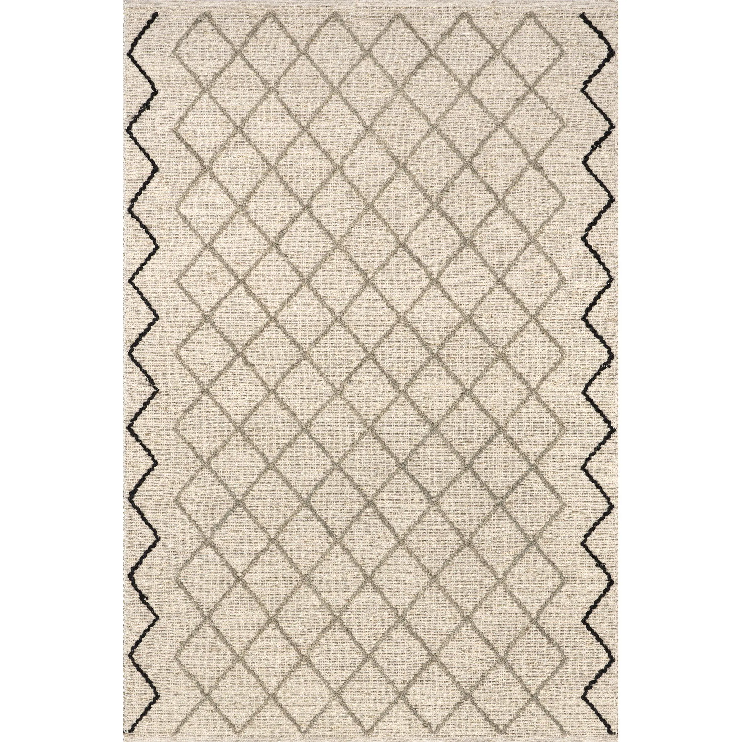Asa Trellis Handwoven Area Rug, Farmhouse Style, Undyed Seagrass and Jute Blend Fibers, with Area Rug Cleaning Guidance