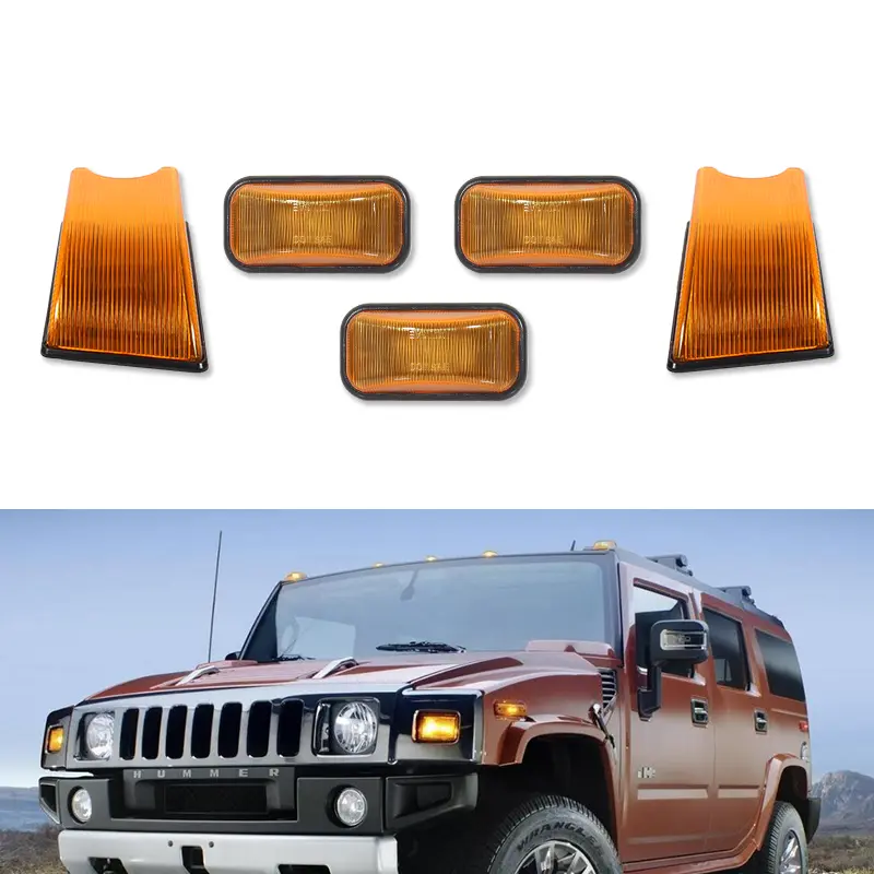 5pcs Amber Lens Front Top Roof Cab Marker lamps Light Housing For Hummer H2 / SUT 2003 2004 2005 2006 2007 2008 2009,Replace OEM 25809312 16531442 15060525