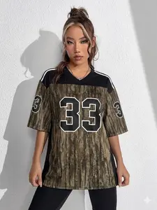 Unisex Tree Camo Mesh Football Jersey, V-Neck, Loose Fit & Breathable Sports Training Shirt,Your Number Print Team Uniform