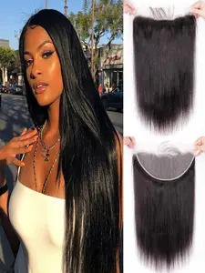 13x4 Lace Frontal Closure Human Hair Brazilian Straight Frontal HD Lace Closure  Virgin Human Hair Ear to Ear Lace Frontal Pre Plucked Natural Black