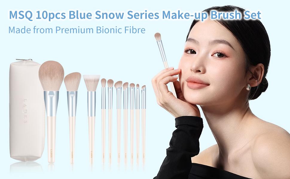 LADES Snow Beauty Makeup Brush Set, 10-Piece Collection, Sub-Brand of MSQ, Ideal for Professional & Home Use