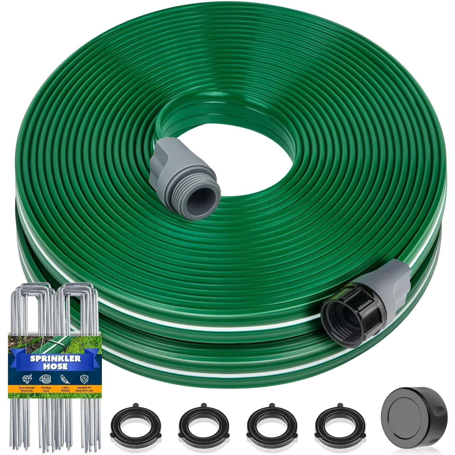 Sprinkler Hose with Holes 25FT, Heavy Duty Watering Garden Hose, High-Efficiency Sprinklers System for Lawn and Garden with Staples