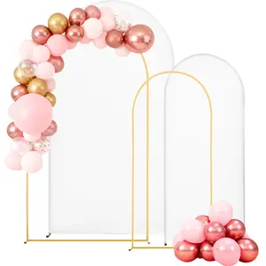 VEVOR  Gold Metal Frame Arch Backdrop Stand Set (2 Pieces: 7.2 ft, 6 ft) - Corrosion-Proof, Wing Design, Stable Structure, Easy Assembly, Fabric Panel & Cover for Wedding, Party Decor (Tools & Hardware Tool Kit), 6Ft, 7.2Ft