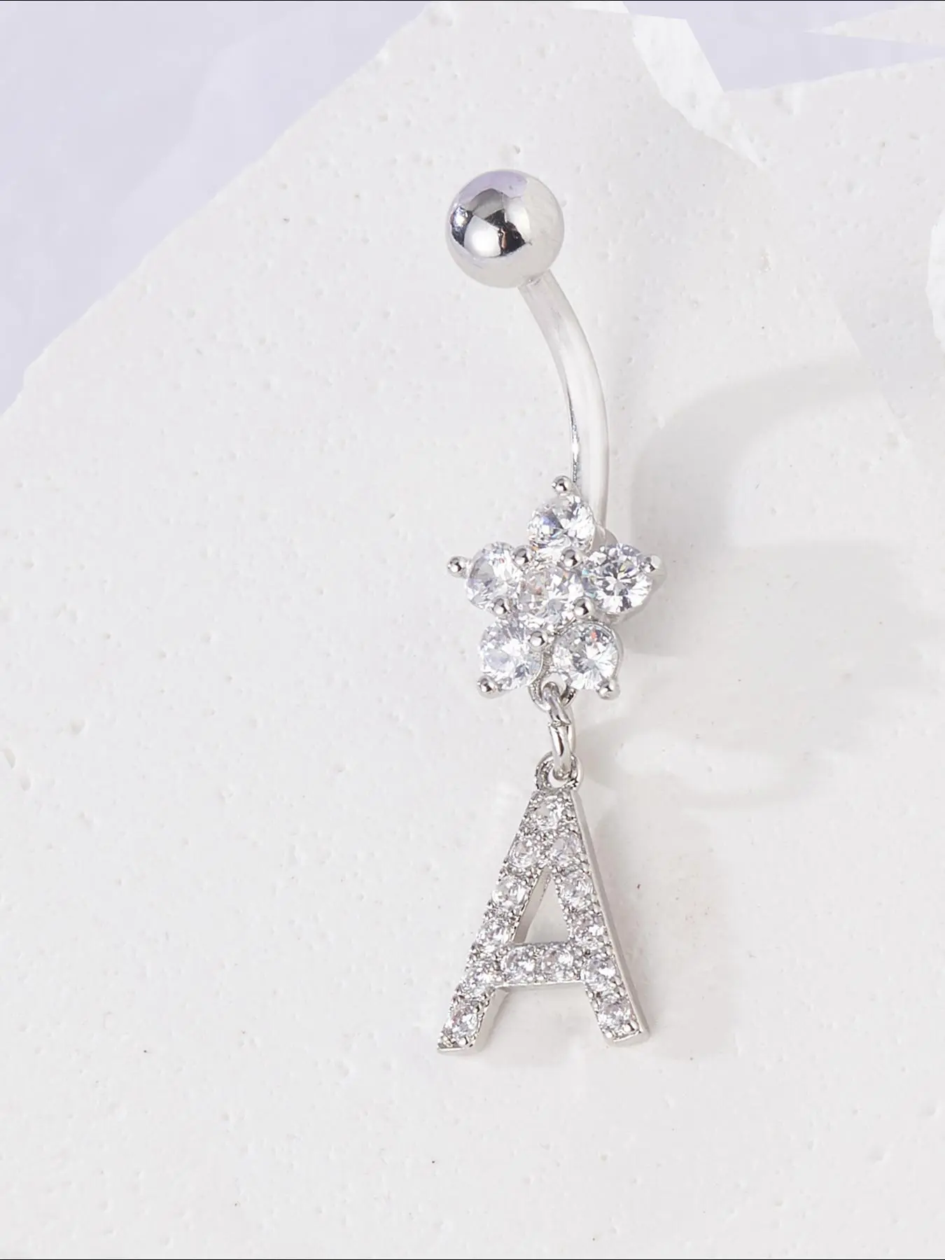 Fashion Letter Design Belly Ring, Elegant Artificial Zircon Decor Belly Piercing Jewelry for Women, Trendy All-match & Exquisite Jewelry for Birthday Gift, Elegant Trendy Chain, Belly Button Rings, Body Jewellery