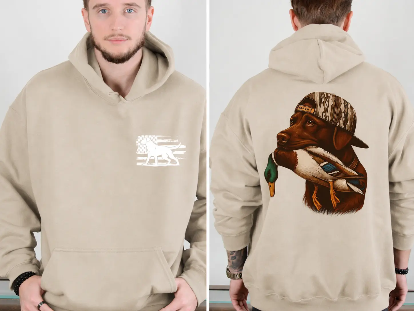 Duck Hunting Dog Hoodie, Labrador Retriever Waterfowl Hunter Sweatshirt, Camo Hunting Dog Duck Hoodie, Gift for Hunters, Gift For Men