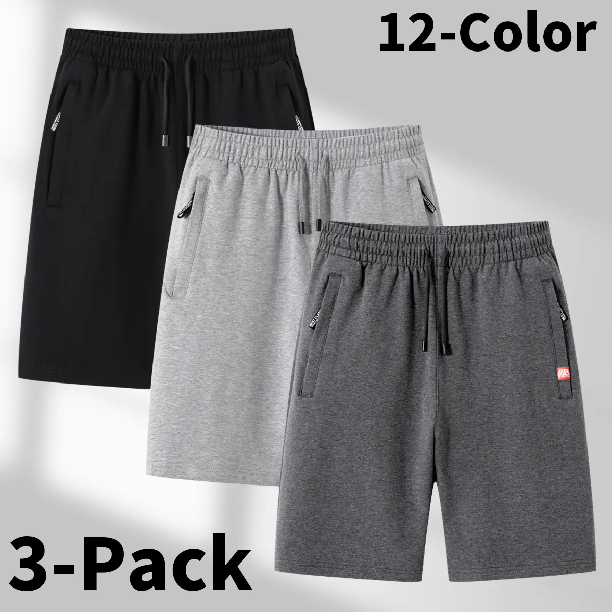 Men's Adjustable Bottom Casual Outdoor Shorts - Polyester Knit Fabric, Drawstring Waist, Zipper Pockets, Machine Washable, Smooth Texture, Ideal for Summer Activities, Great Men's Gift, Adjustable Bottom Men's Shorts