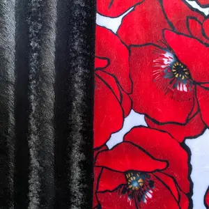 Scarlet Poppies on Black Chinchilla 53x56 Throw/Travel Blanket
