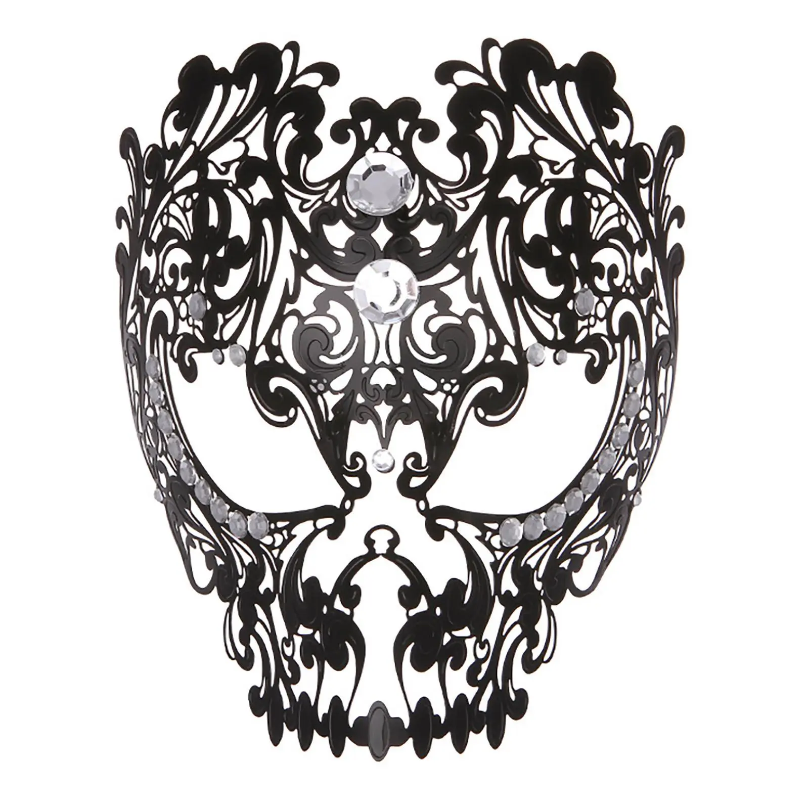 OIDEA Spooky Gothic Skull Metal Masquerade Mask - Rhinestone, Bold Skull Look, 7.29" x 7.68", 2.79oz, Comfortable, Lightweight, Unisex Adult Halloween Cosplay Festive Party Accessory (Halloween Ideas Included)