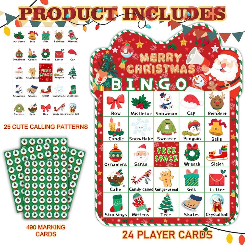 Bingo Game, Christmas Bingo Games for Family, Xmas Party Games Cards, Party Favors Supplies Decorations, 24 Players Game