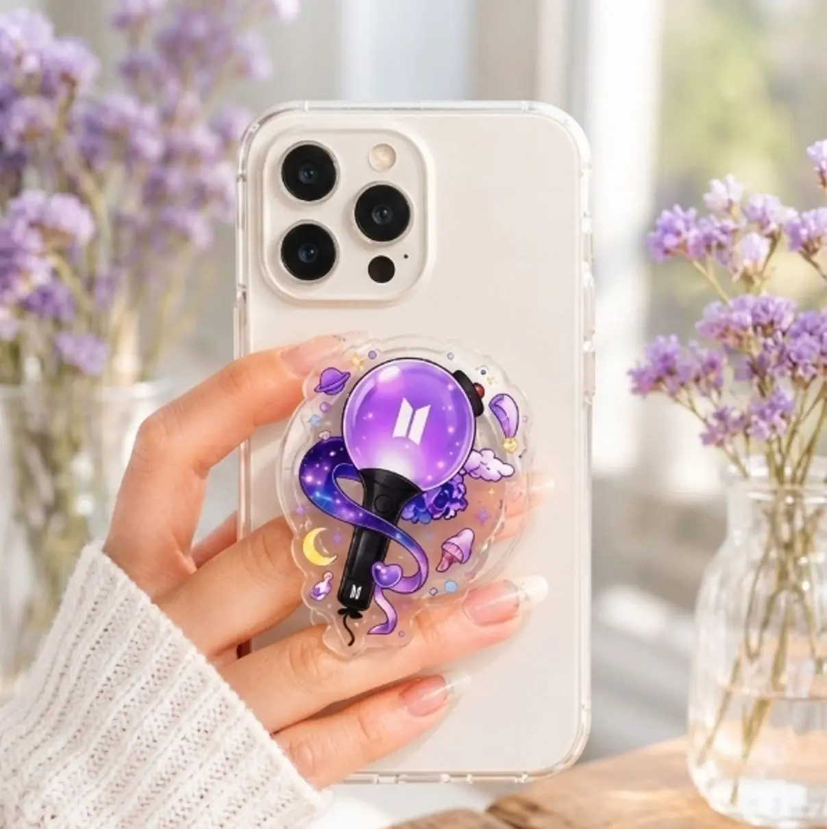 Aesthetic Mobile Phone Grip - Anti-Slip Accessory for Music Fans and Collectors