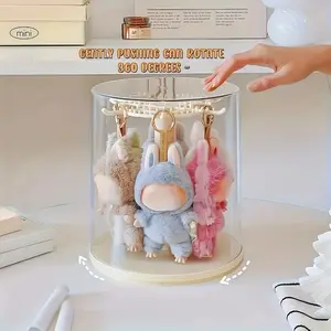 360° Rotating Display Cabinet Dome Cover & Dustproof Base (Cream)