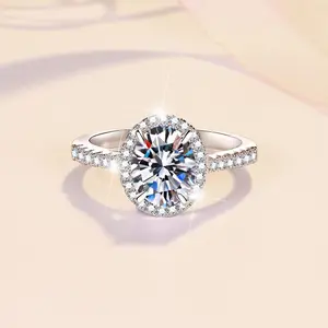 Oval 2 Carat D Color VVS Moissanite Women’s Ring Setting, GRA Jewelry, S925 Silver Ring