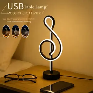 Modern LED Table Lamp Adjustable Dimming Nightstand Light, 3 Color Levels, Bedside Bedroom Living Room Office Music Room Art Wall Decor Lighting