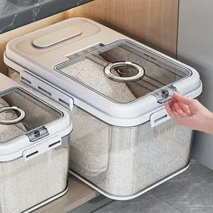 Household Rice Bin — Manual-Loading, Insect-Proof, Moisture-Proof, Magnetic Flip-Lid, Airtight, with Timer Dial — Rice Storage Container & Flour Bin — Includes Measuring Cup
