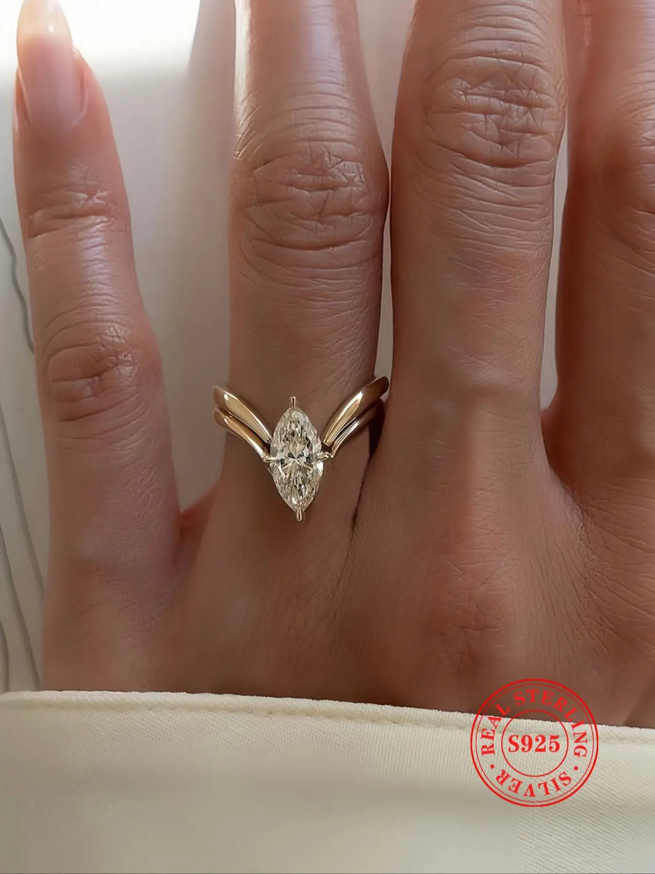 S925 Sterling Silver Artificial Zircon Decor Ring, Fashion Jewelry for Party, Daily Clothing Decor, Trendy All-match & Exquisite Jewelry for Birthday