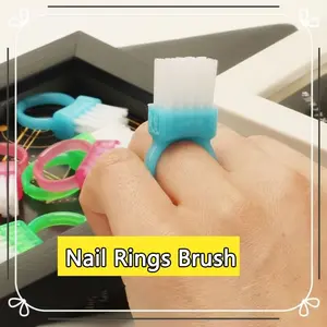 New Mini Nail Ring Brushes, Dust Brushes, Easy to Handle Nail Hygiene And Jewelry Maintenance, Finger Clip Brushes, Nail Art Tools Small Brushes