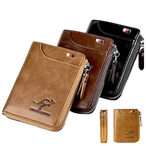 Mens RFID Blocking Leather Wallet Credit Card ID Holder Zipper Purse Waterproof