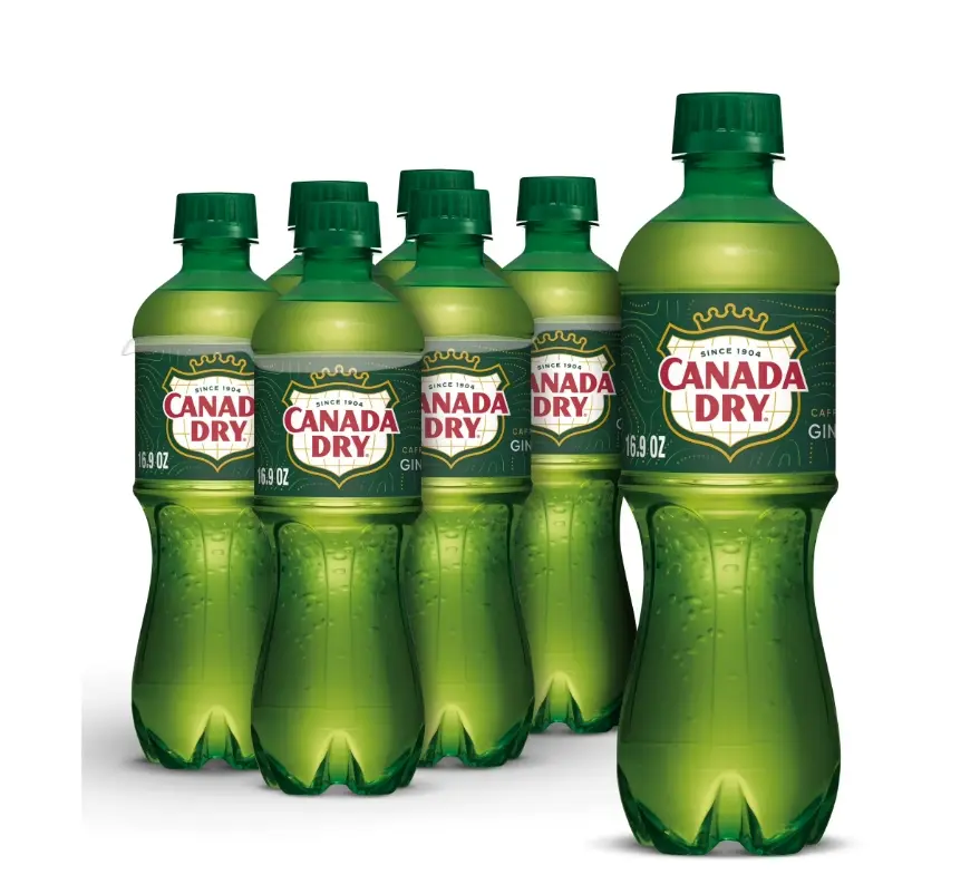 Canada Dry Caffeine Free Ginger Ale Soda Pop 16.9 fl oz 6 Pack Bottles Beverage Carbonated Soda Zesty Flavor Caffeine Free Formula