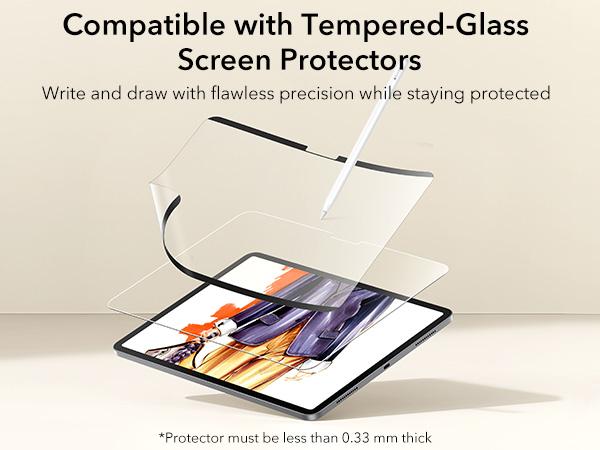 ESR Removable Magnetic Paper-Feel Screen Protector for iPad A16/10, iPad Air 11/13-inch&iPad Pro 11/12.9/13, Anti-Glare, Reusable, Write & Draw Like on Paper, Works with Tempered Glass