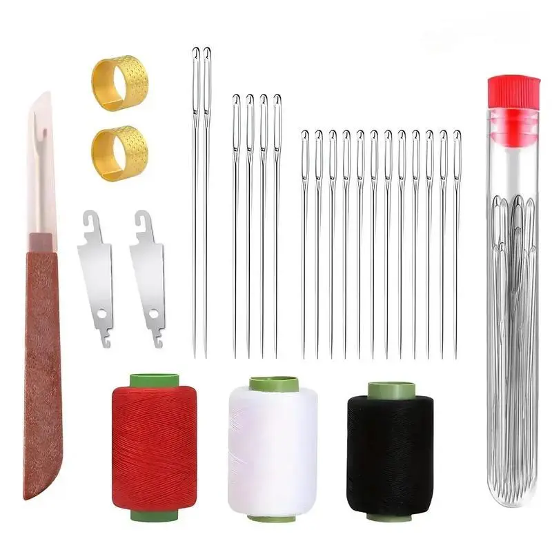 34PCS Big Eye Steel Needles Set - Long & Thin Handmade Quilting & Sewing Needles Kit for DIY Sewing Projects Sewing Supplies