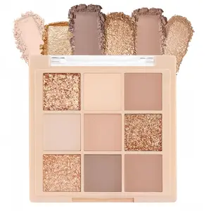 9-Color Eyeshadow Palette, Earthy and Milk Tea Shades, Matte and Shimmer, Smoky Eye Makeup, Beginner Friendly, Daily Light Makeup, Shimmering Eyeshadow Palette