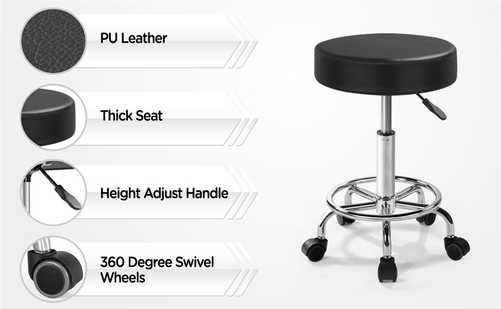 Yaheetech Salon & Spa Stool Adjustable Salon Chair 360° Swivel Stools with Wheels for Medical/ Tattoo/ Dental/ Facial/ Massage/ Spa/ Drafting