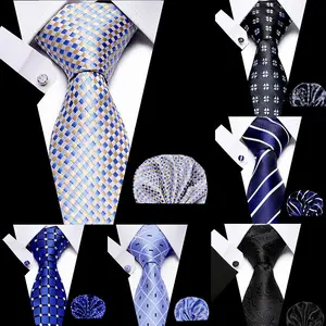 Men Plaid/Striped Ties Set Silk Business Wedding Formal Fashion Necktie and Pocket Square Cufflinks Set belt boys casual waistband hair clip outdoor sun hat love all-season accessory prhats beach para ni stretch ear protection windproof warm hat usa flag