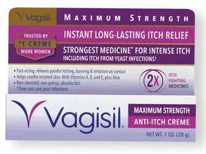 Vagisil Maximum Strength Feminine Anti-Itch Cream for Women, Fast-acting, Soothes and Cools Skin, 1 oz