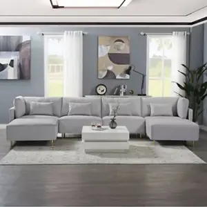 Modern Luxury Sectional Sofa Couch Quality w/ Convertible Ottoman Chaise Grey