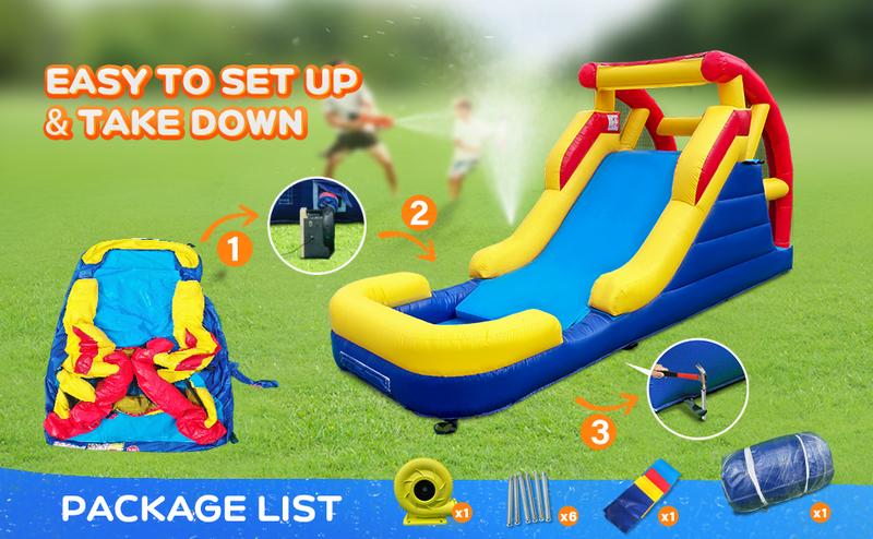 JOYMOR Commercial Grade Water Slide for Adults and Kids with Double Wide Slide, Splash Pool (21 x 8 x 11ft), 100% PVC Vinyl Inflatable Water Park for Backyard with Strong Air Blower