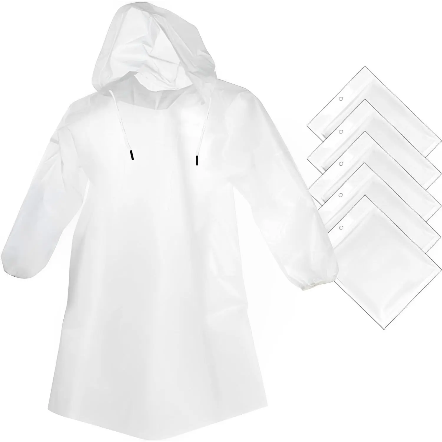 Rain ponchos disposable for adults women clear family pack raincoats with hood sleeves for disney travel