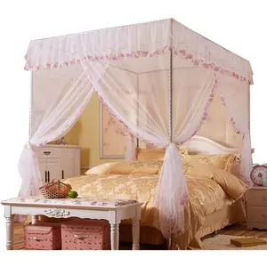 Canopy Bed Curtains Twin - 4 Corner Canopy for Beds, Bed Canopy for Girls Adult, Bedroom Decor (Twin Size, White)