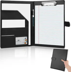 Professional Padfolio, Multi Function Faux Leather Portfolio Binder with Clipboard - Interview Resume Folder, Legal Document, Business Card Holder, for Office, Conference, Interviews (Black) JTTJDB