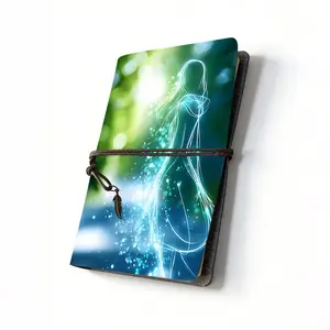 A6 Composition Notebooks, Multi-Use Notebook, 160 Pages Thick Paper, Metal Leaf & Neon Line Design, Gradient Background Cover