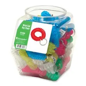 Baumgartens BAUKC7000 Wrist Coil Key Chain with Keychain Wristlet Strap, Translucent Assorted Colors