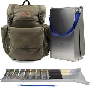 ASR Outdoor 50" Aluminum Folding Sluice Box Kit for Gold Prospecting with 30L Canvas Backpack & Precision Laser Cut Riffles for Beginner & Seasoned Miners