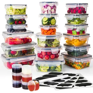 50pcs Food Storage Containers with Lids (25pcs Stackable Plastic Containers with 25 Lids) Meal Prep Containers, BPA Free, Microwave Dishwasher Safe