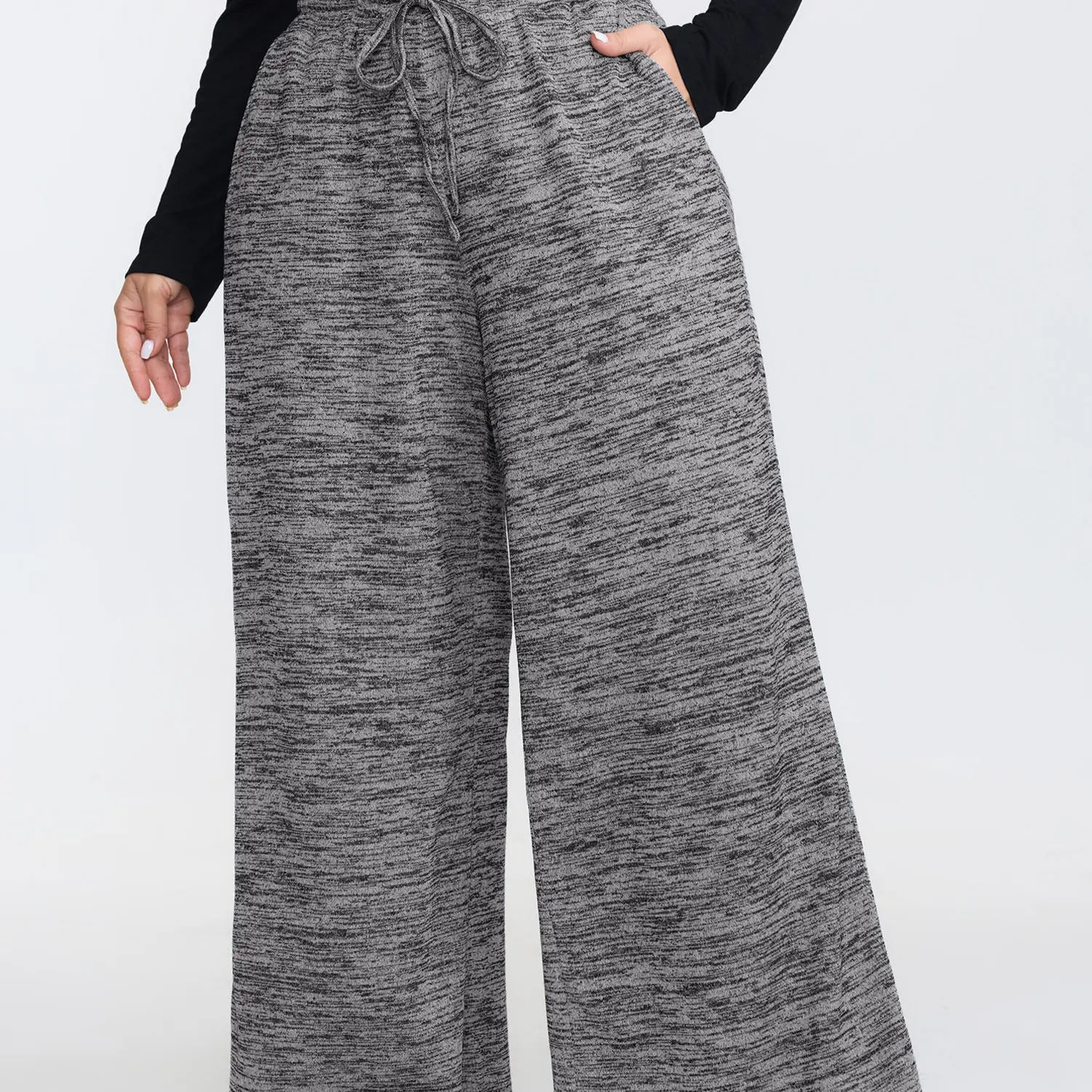 BloomChic Heather Drawstring Loose Lounge Bottoms 【M-6XL】