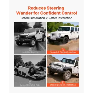 VEVOR Dual Steering Stabilizer, for 2007-2018 Jeep Wrangler JK, Dual Steering Stabilizer Kit Fits with 2 Inches of Suspension Lift or Higher, Enhanced Control Reduced Vibration, Easy Installation