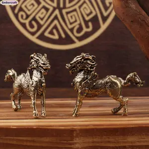 Brass Horse Statue Decor, Vintage Pegasus Sculpture, Antique Zodiac Horse Statue | Farmhouse Western Decor, Luxury Vintage Ornament | Feng Shui Lucky Horse, Mythical Pegasus Horse Statue Solid Brass