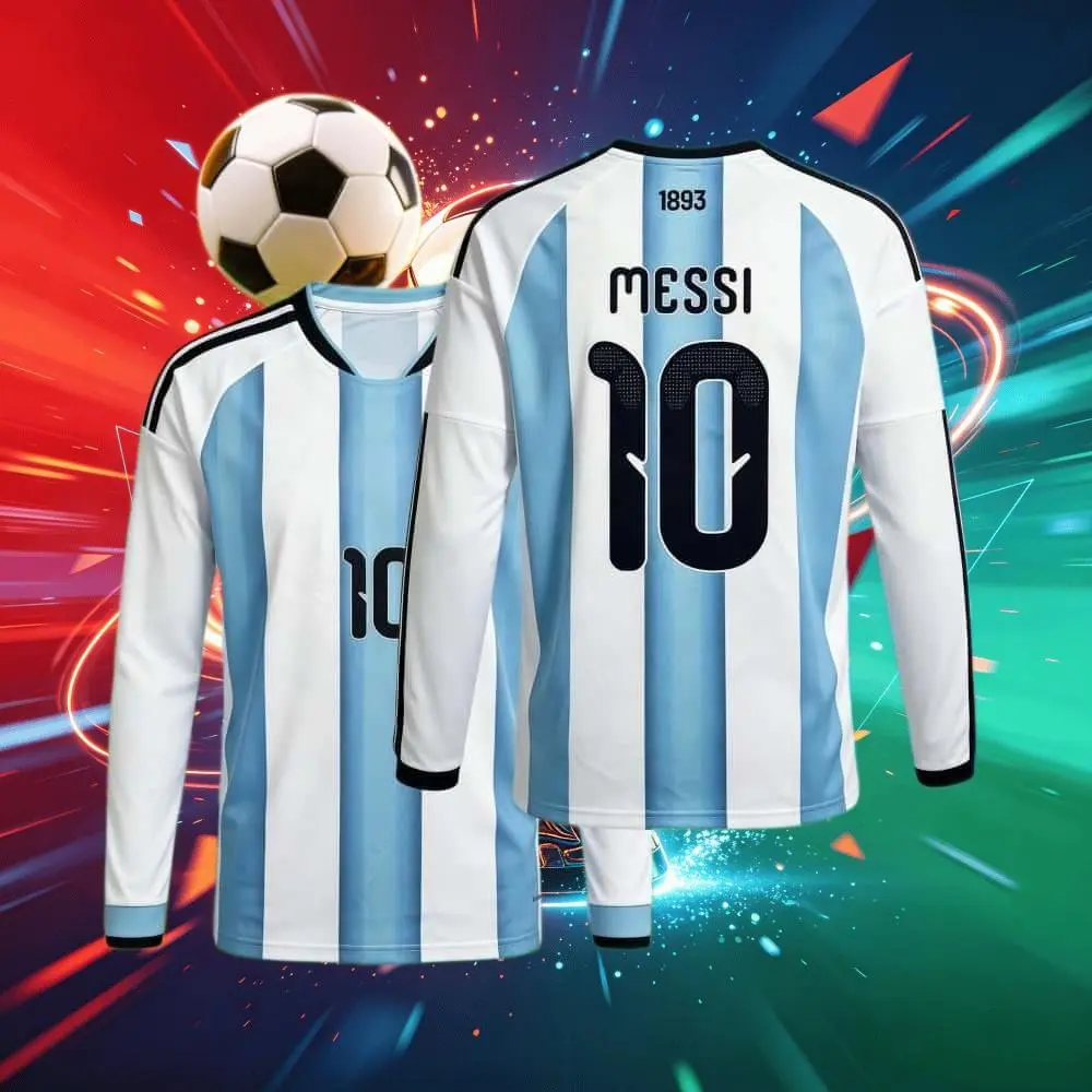 10# Messi 2026 Argentina Home Short Sleeve Soccer Jersey Blue and White Casual