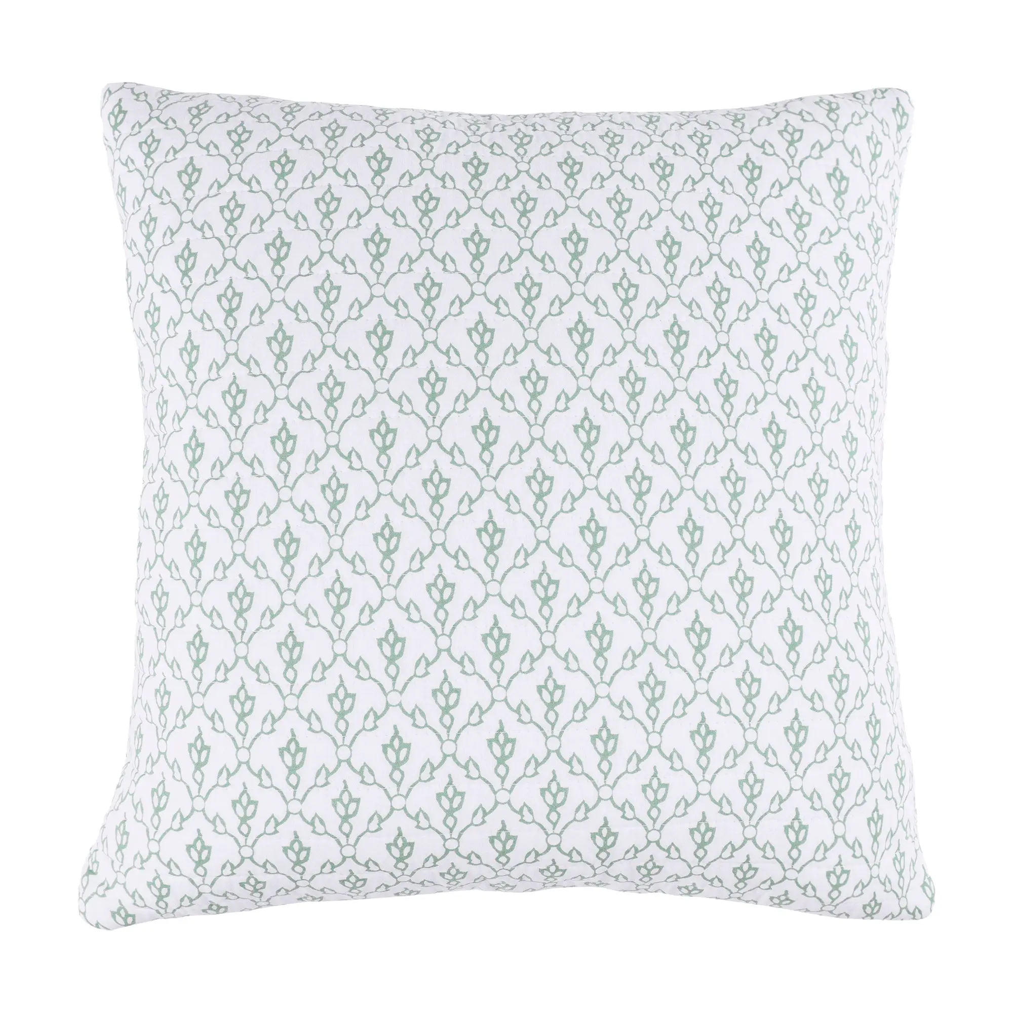 Bennett Classic Trellis Print Sage Pillow, 18x18 in, Feather Fill, Soft Tones, for Bedroom Decor
