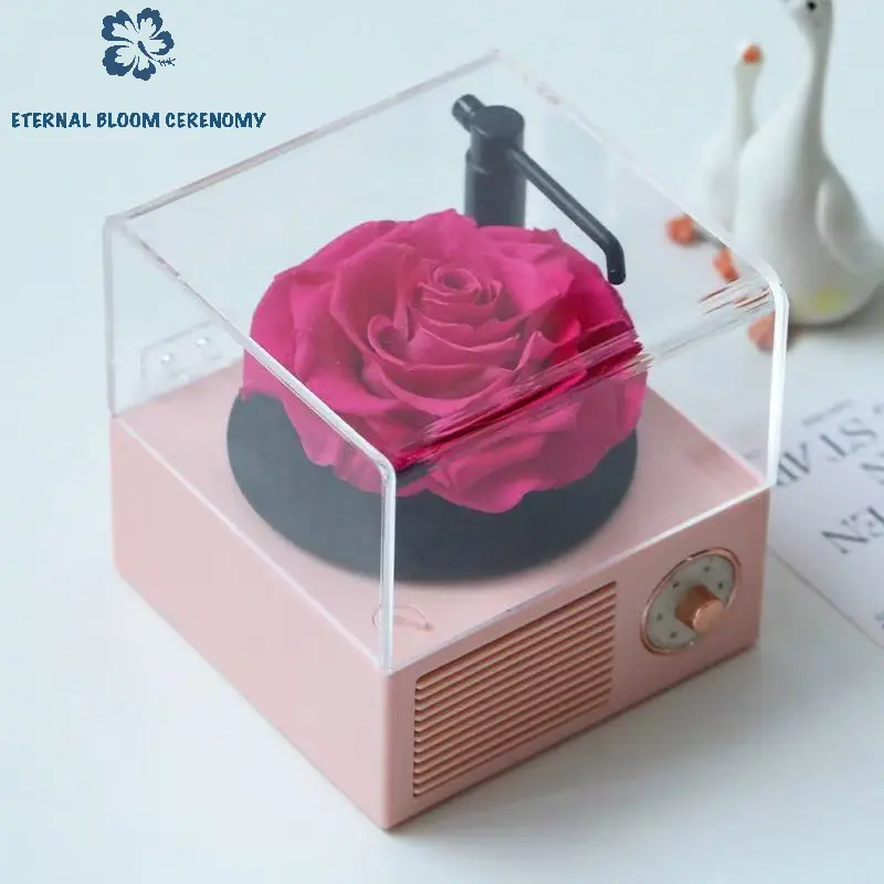 ETERNAL BLOOM CERENOMY Retro Vintage Preserved Flowers Crystal Bluetooth Gramophone Speaker - Wireless Rechargeable Home Decor Audio Device, High-Quality Crystal Sound, Unique Gift for Home Enthusiasts, Durable, Floral, Smartphone